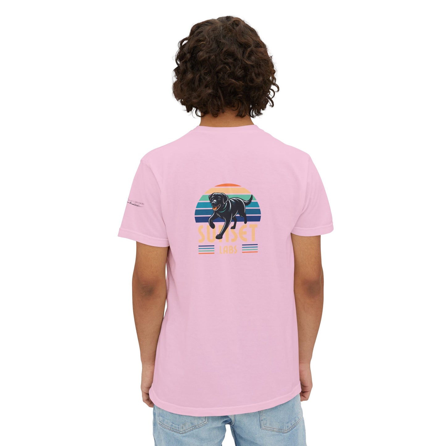 Sunset lab, pocket t-shirt