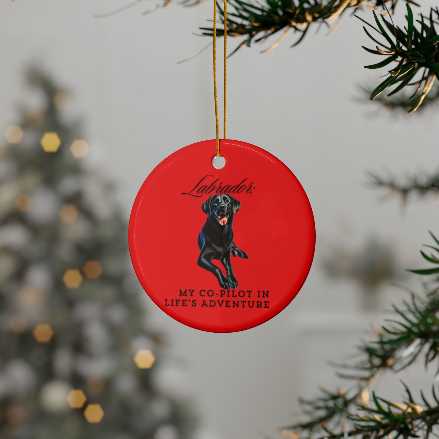 Labrador Christmas Truck, Ceramic Ornaments, 2-Side Print, (1pc, 3pcs, 5pcs, 10pcs)