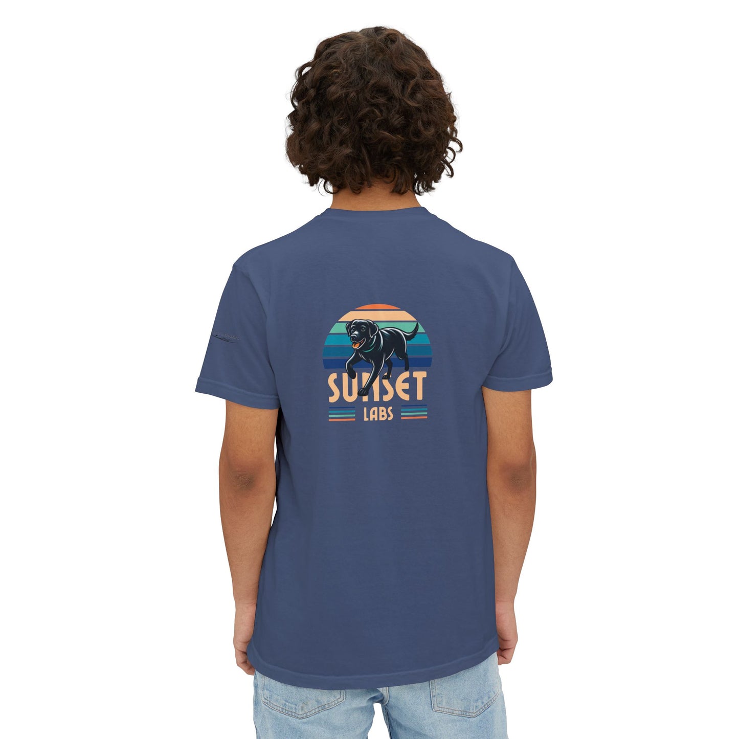 Sunset lab, pocket t-shirt