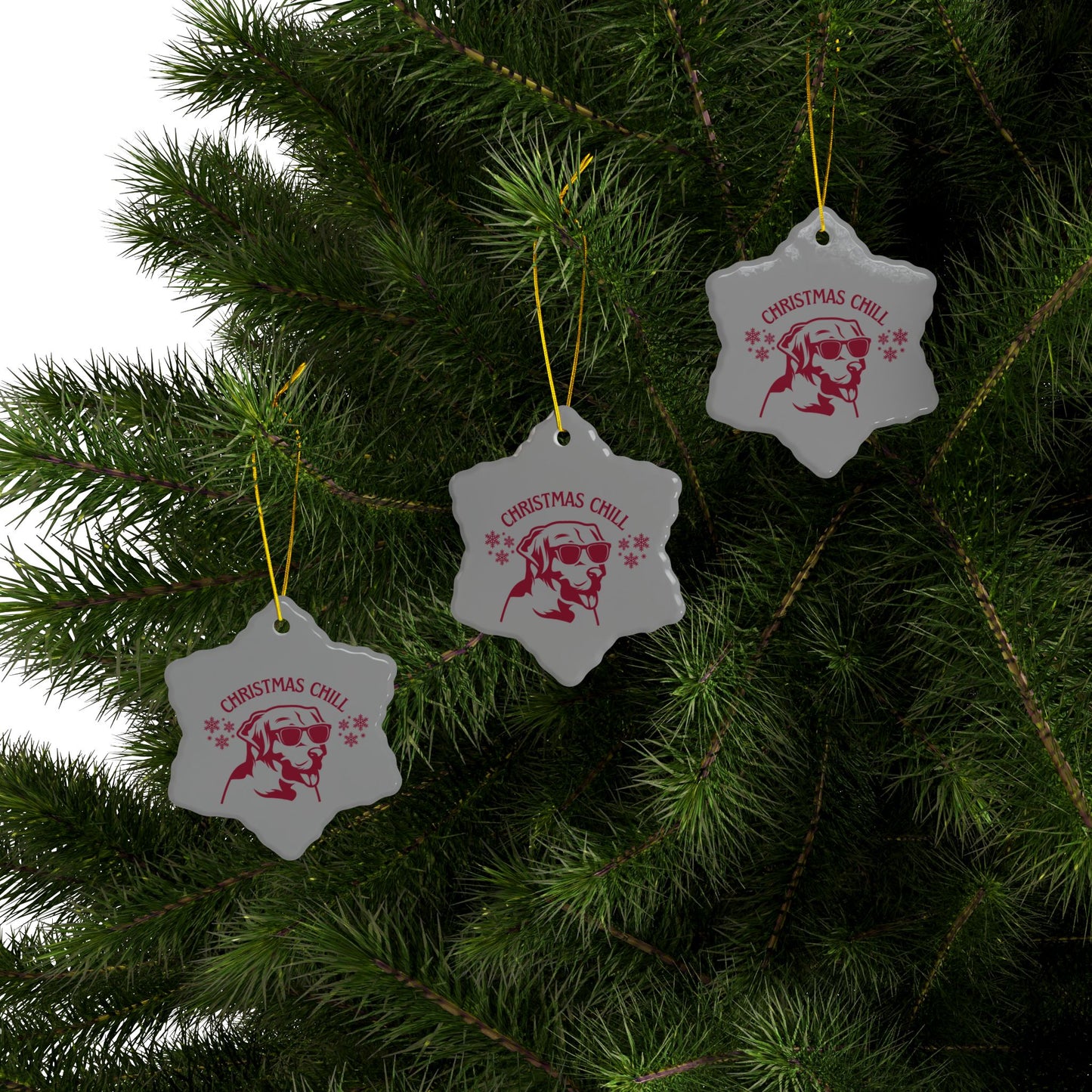 Labrador Christmas, Ceramic Ornaments, 2-Side Print, (1pc, 3pcs, 5pcs, 10pcs)