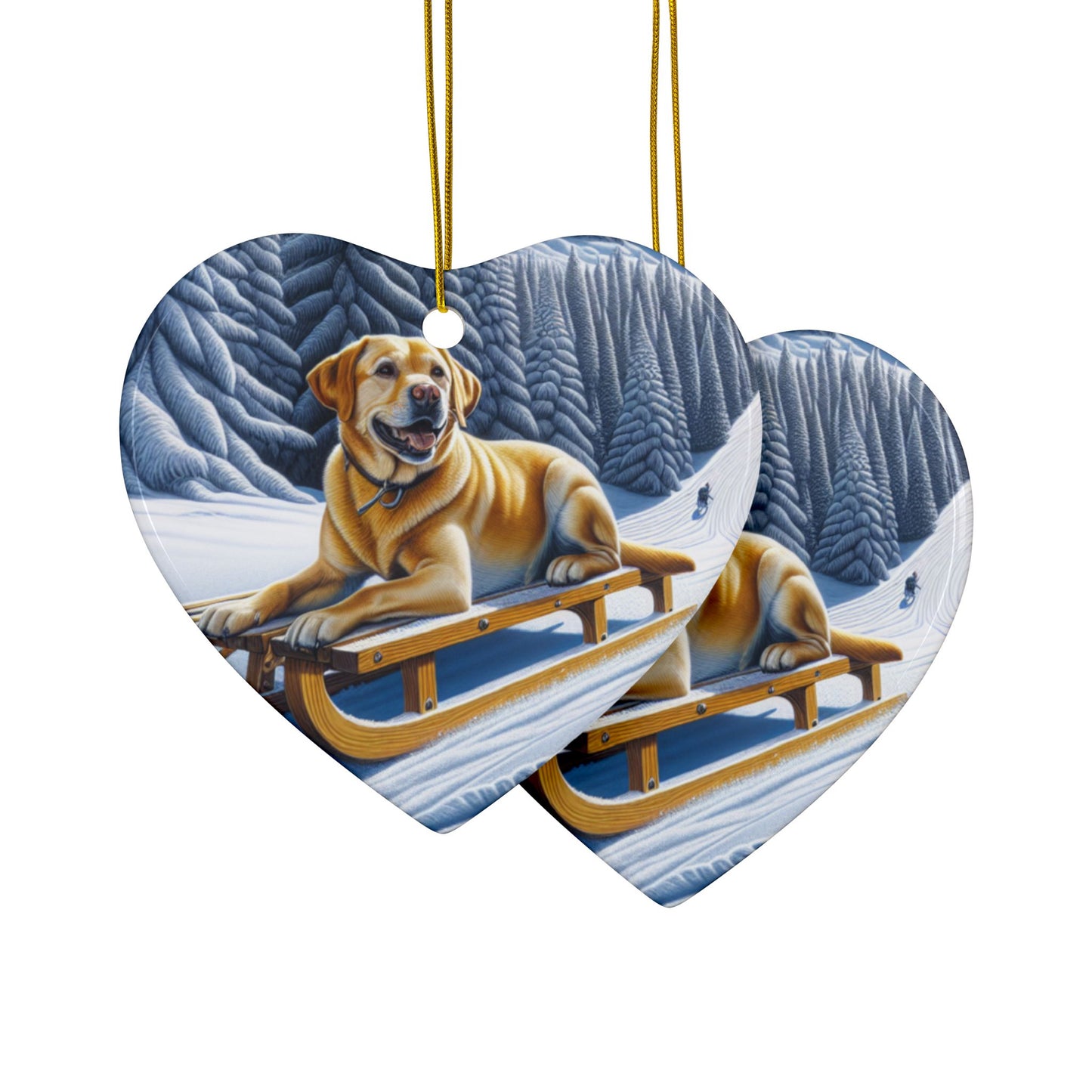 Labrador Christmas, Ceramic Ornaments, 2-Side Print, (1pc, 3pcs, 5pcs, 10pcs)