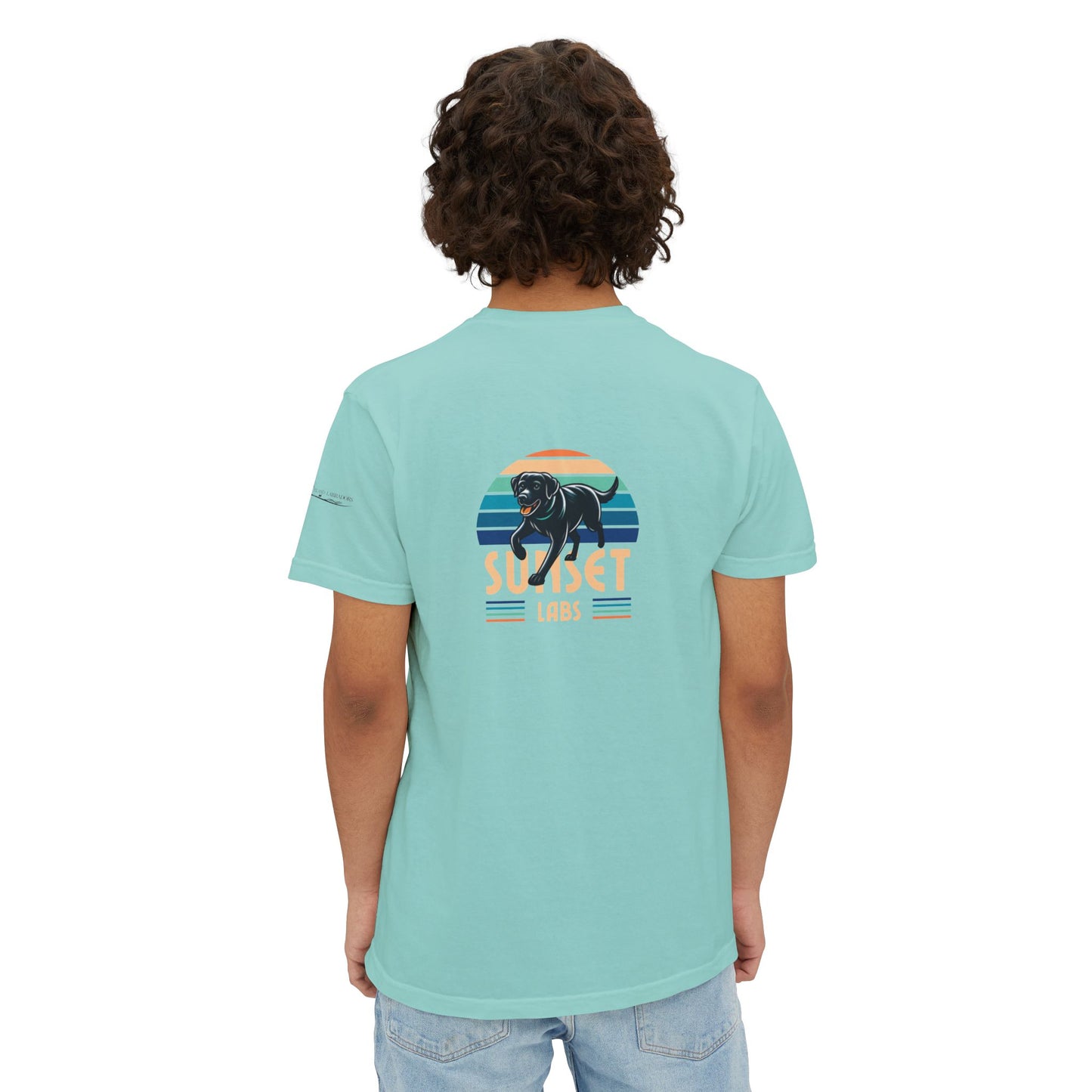 Sunset lab, pocket t-shirt