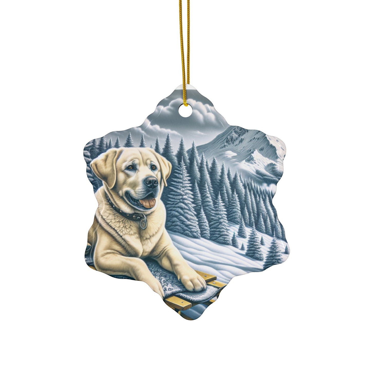 Labrador Christmas, Ceramic Ornaments, 2-Side Print, (1pc, 3pcs, 5pcs, 10pcs)