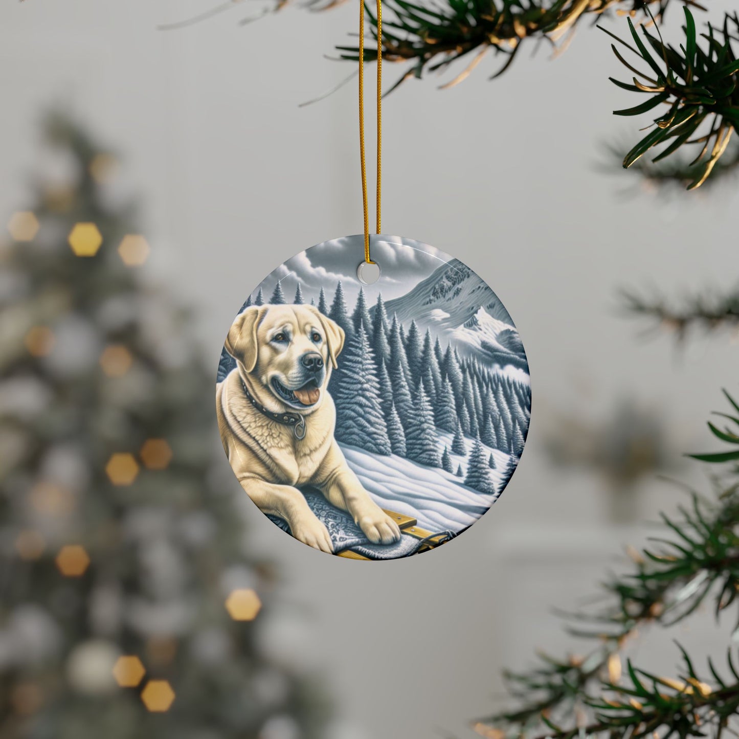 Labrador Christmas, Ceramic Ornaments, 2-Side Print, (1pc, 3pcs, 5pcs, 10pcs)