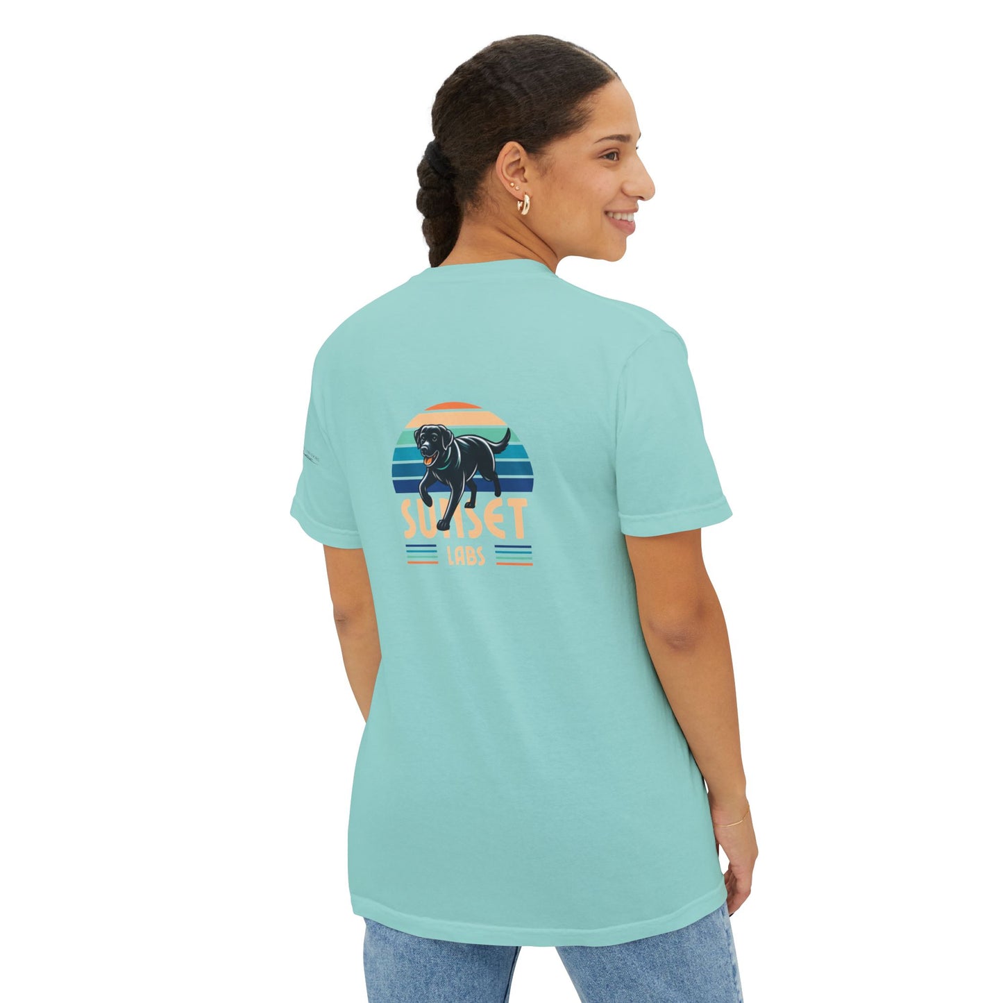 Sunset lab, pocket t-shirt