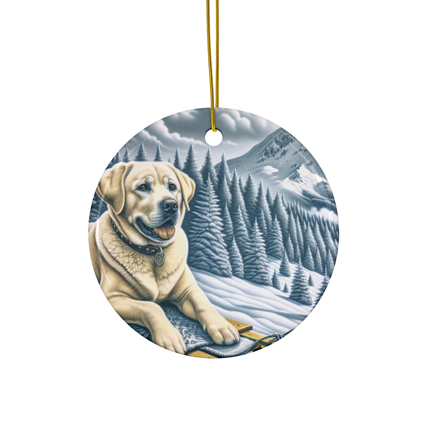 Labrador Christmas, Ceramic Ornaments, 2-Side Print, (1pc, 3pcs, 5pcs, 10pcs)