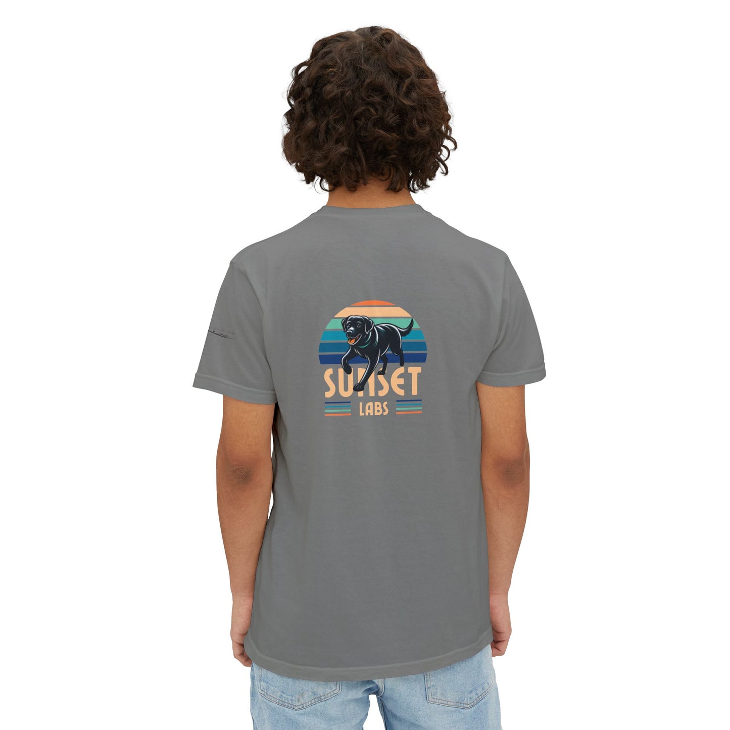 Sunset lab, pocket t-shirt