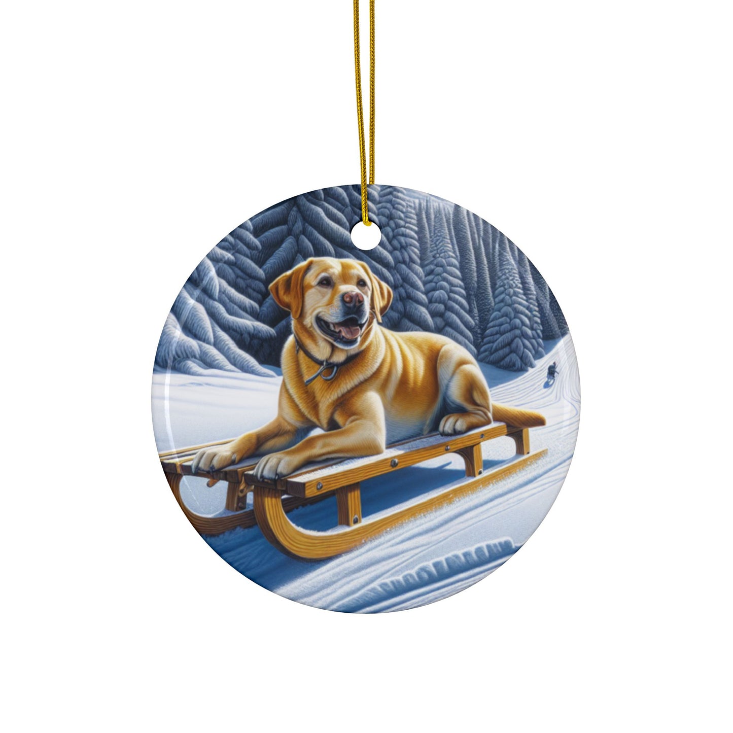 Labrador Christmas, Ceramic Ornaments, 2-Side Print, (1pc, 3pcs, 5pcs, 10pcs)