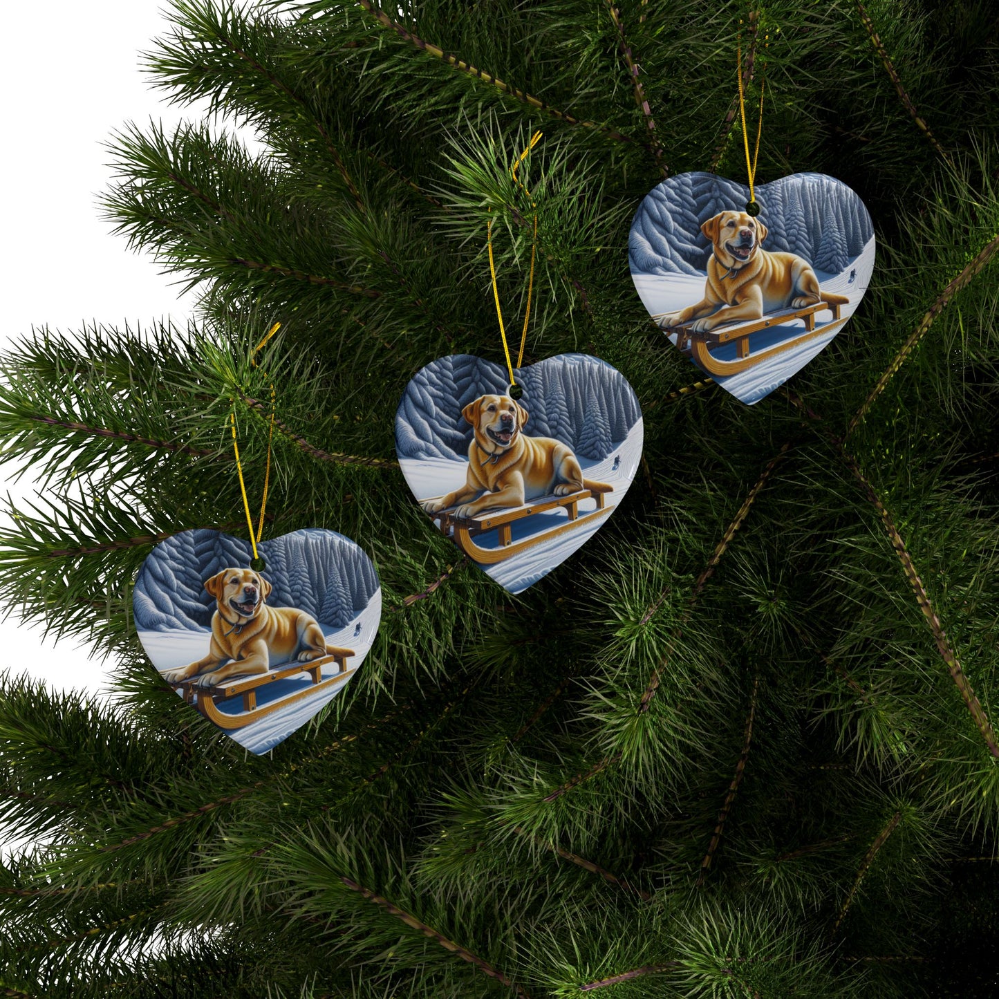 Labrador Christmas, Ceramic Ornaments, 2-Side Print, (1pc, 3pcs, 5pcs, 10pcs)
