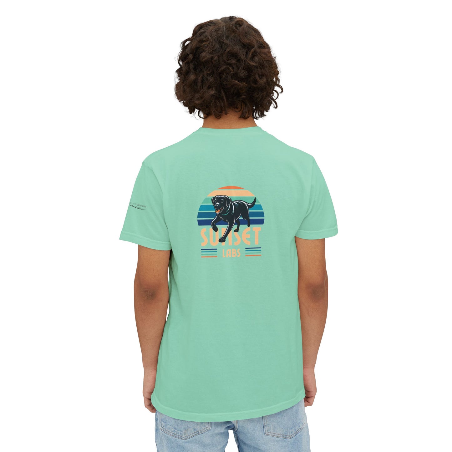 Sunset lab, pocket t-shirt