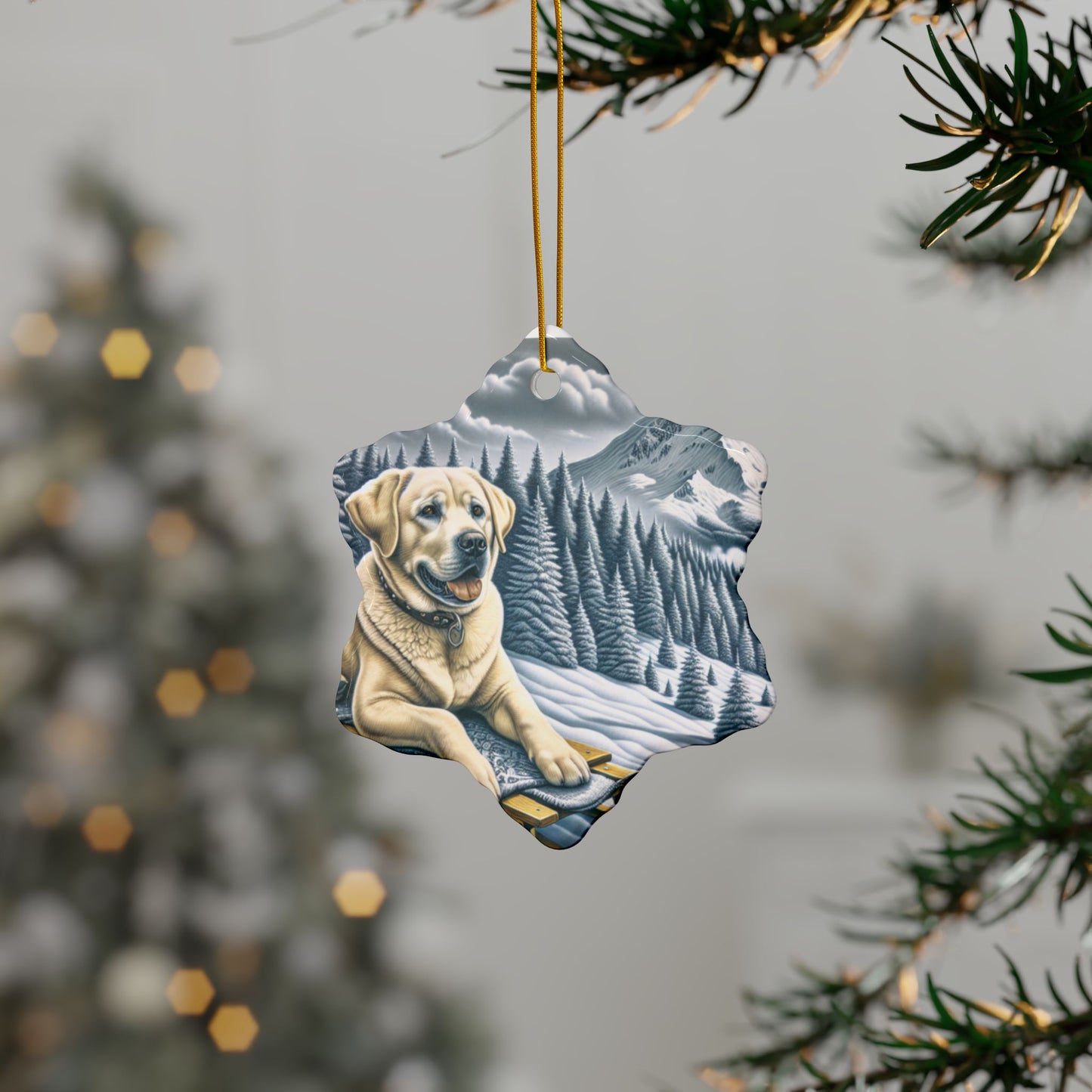 Labrador Christmas, Ceramic Ornaments, 2-Side Print, (1pc, 3pcs, 5pcs, 10pcs)