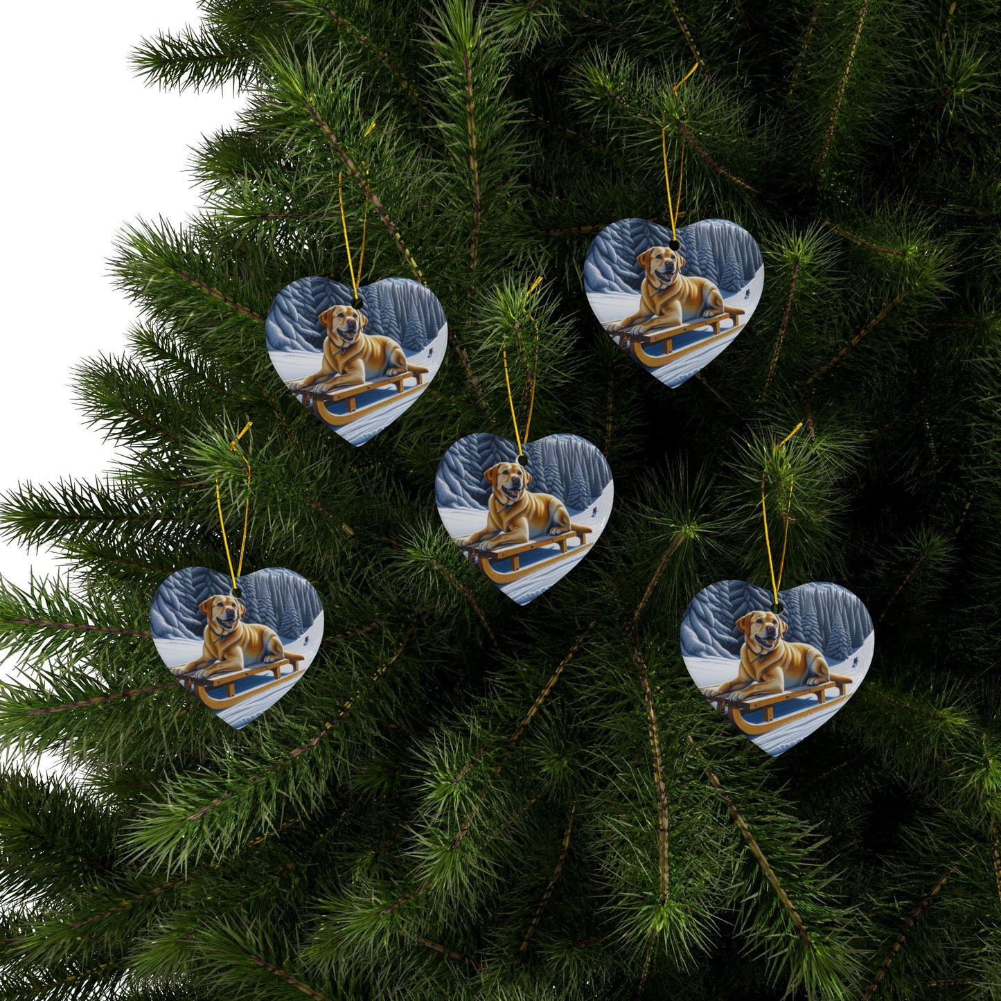Labrador Christmas, Ceramic Ornaments, 2-Side Print, (1pc, 3pcs, 5pcs, 10pcs)