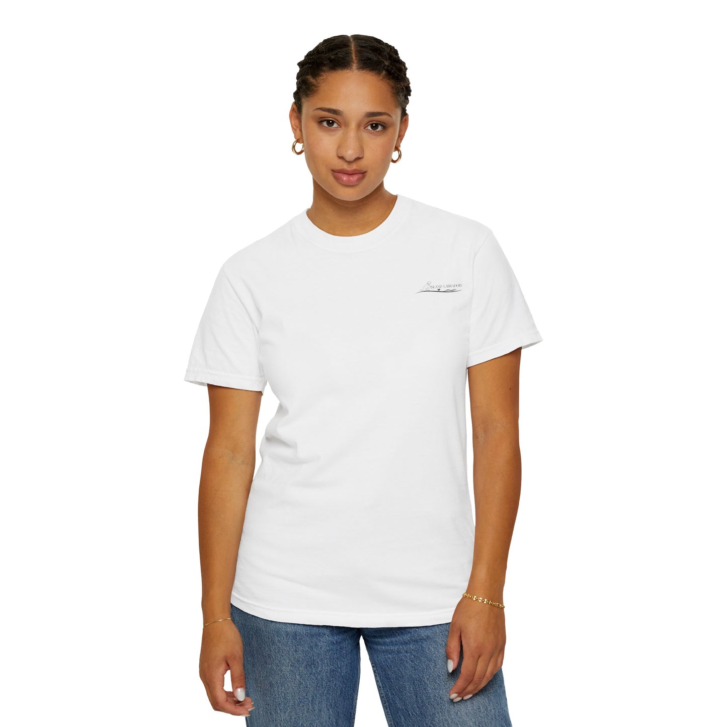Jetty’s Adventures, Beach Bound, two labs , Unisex Garment-Dyed T-shirt