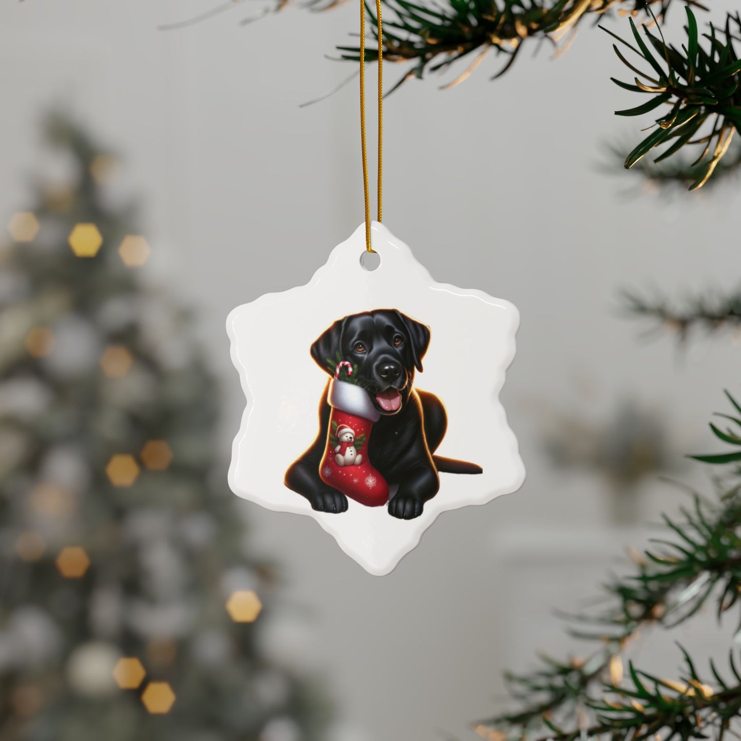 Labrador Christmas, Ceramic Ornaments, 2-Side Print, (1pc, 3pcs, 5pcs, 10pcs)