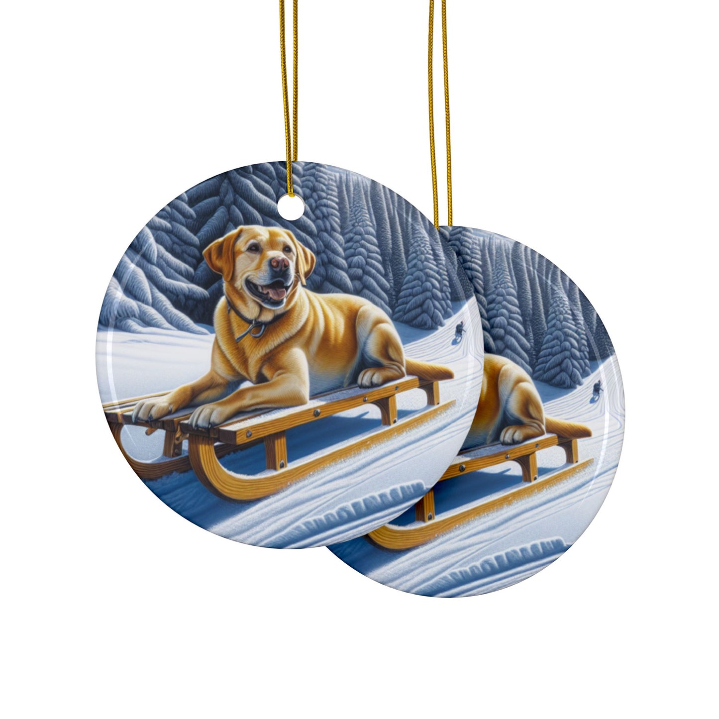 Labrador Christmas, Ceramic Ornaments, 2-Side Print, (1pc, 3pcs, 5pcs, 10pcs)