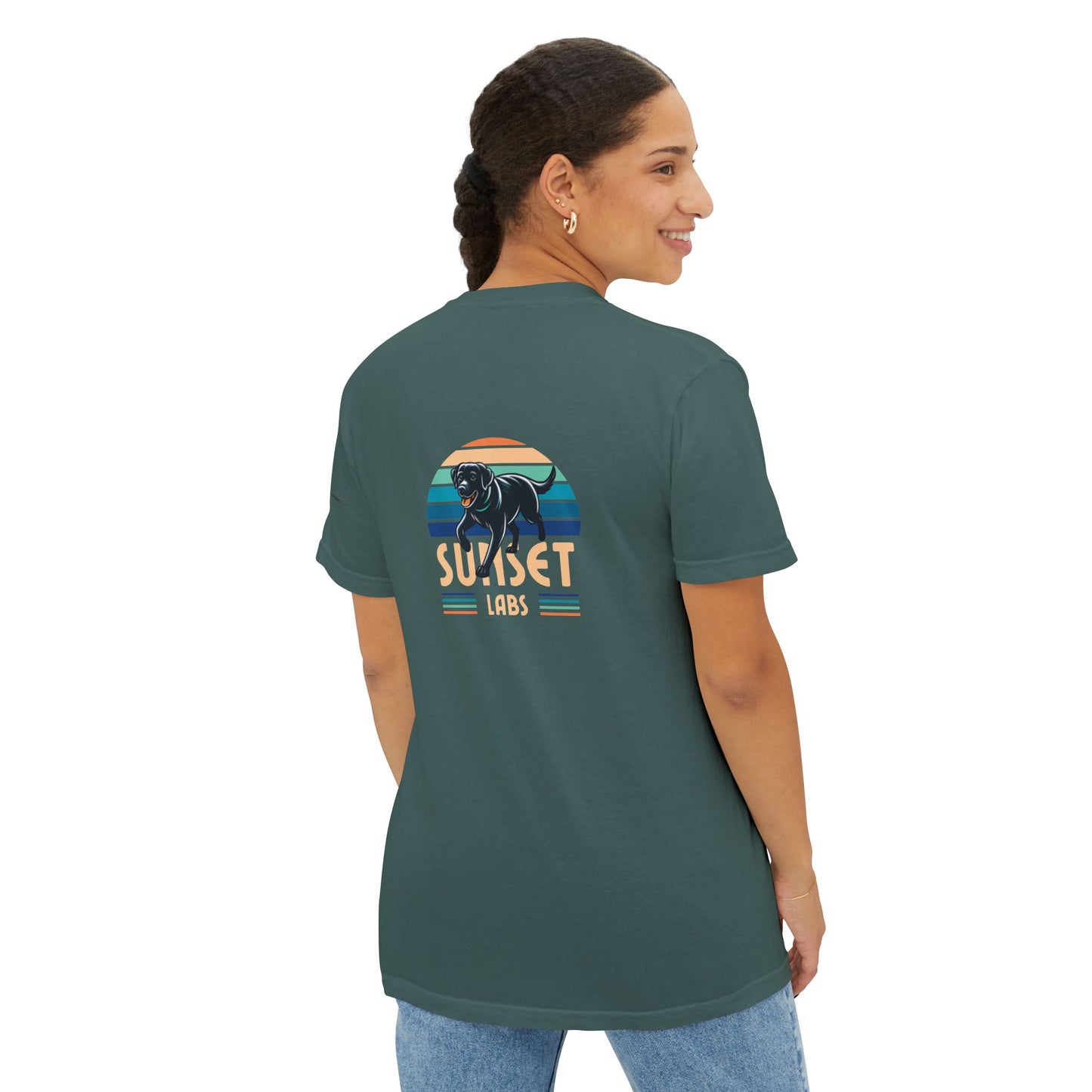 Sunset lab, pocket t-shirt