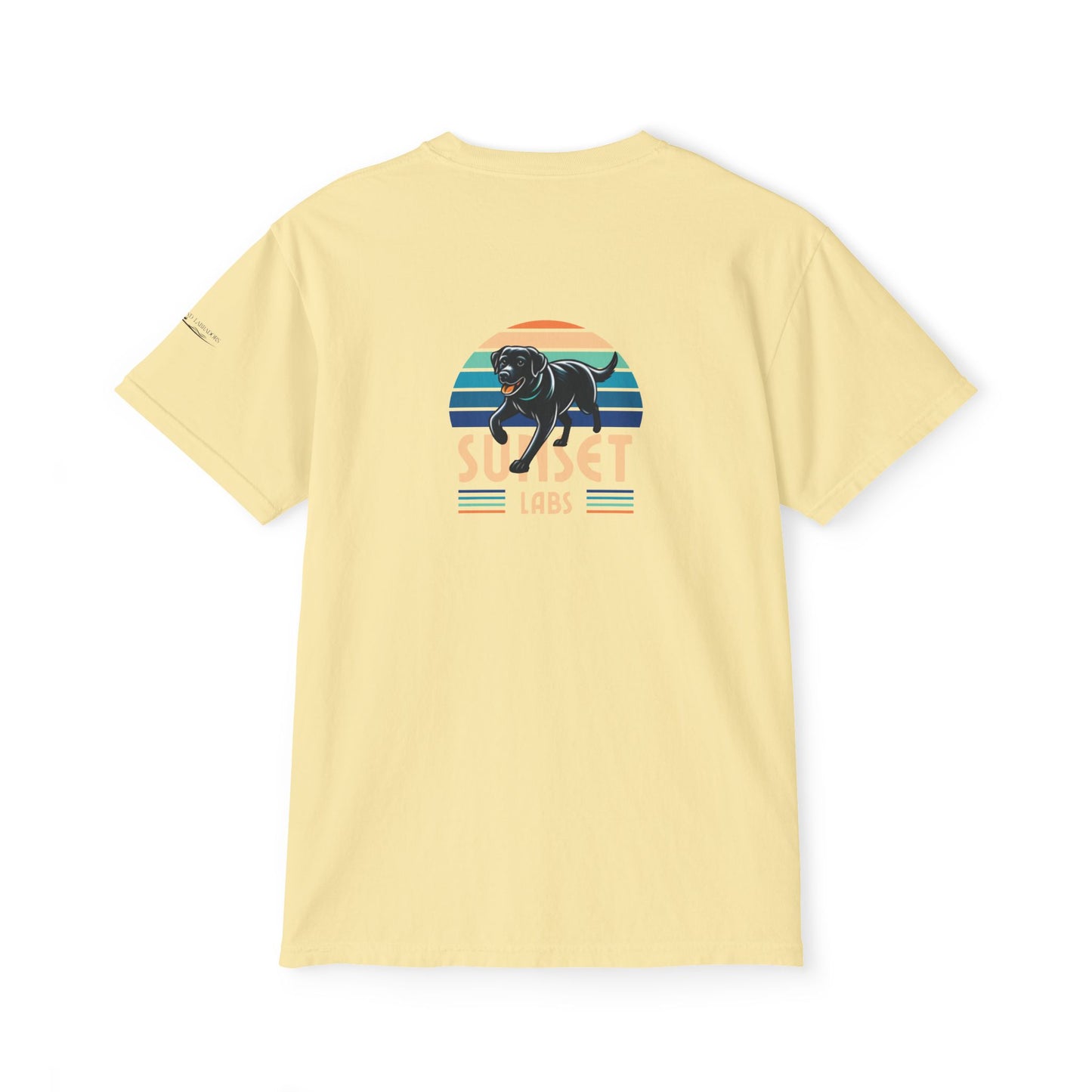 Sunset lab, pocket t-shirt