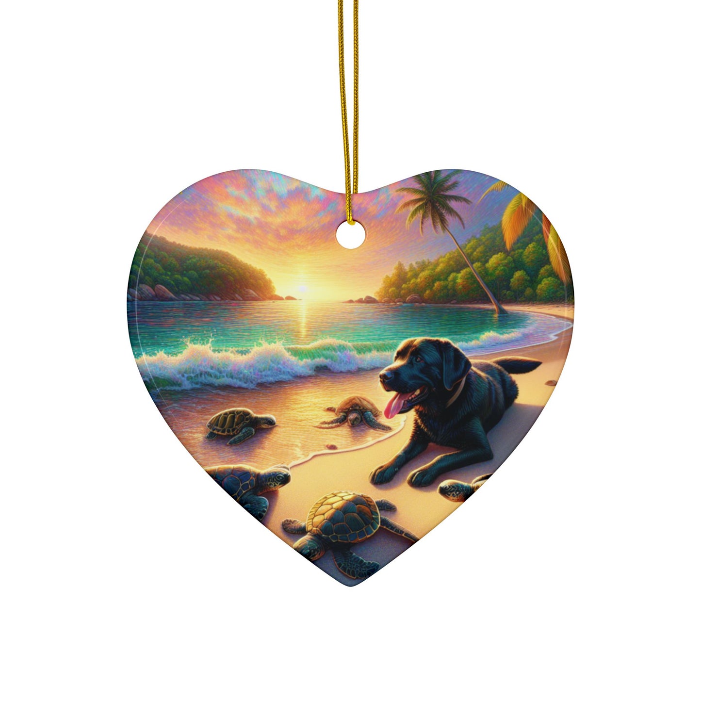 Labrador Christmas, Ceramic Ornaments, 2-Side Print, (1pc, 3pcs, 5pcs, 10pcs)