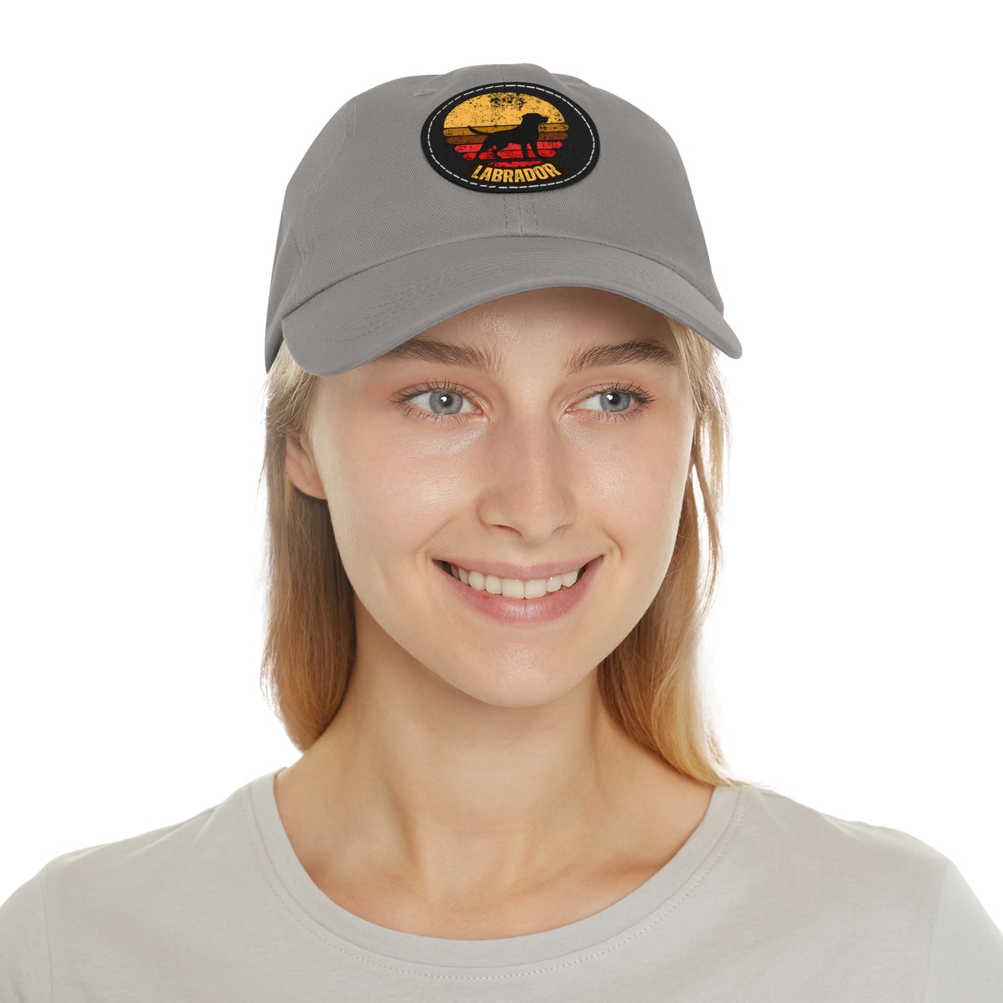 Labrador sunset, Dad Hat with Leather Patch (Round)