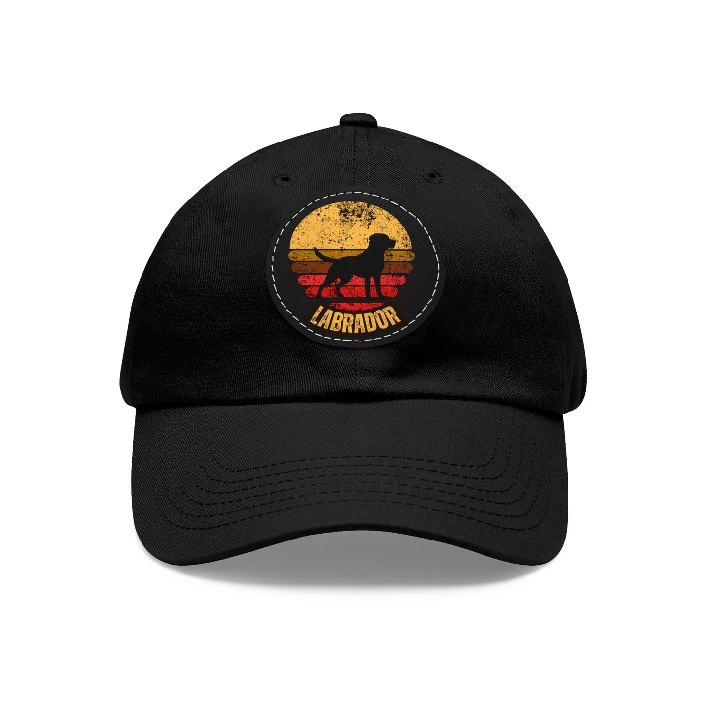 Labrador sunset, Dad Hat with Leather Patch (Round)