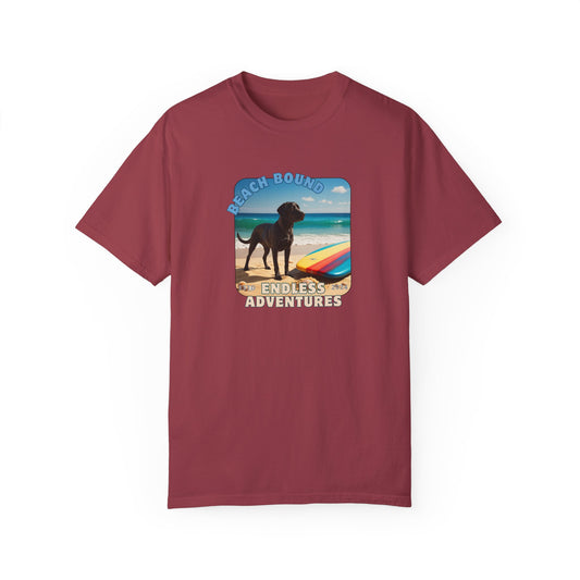 Beach Bound, Surfboard, Unisex Garment-Dyed T-shirt