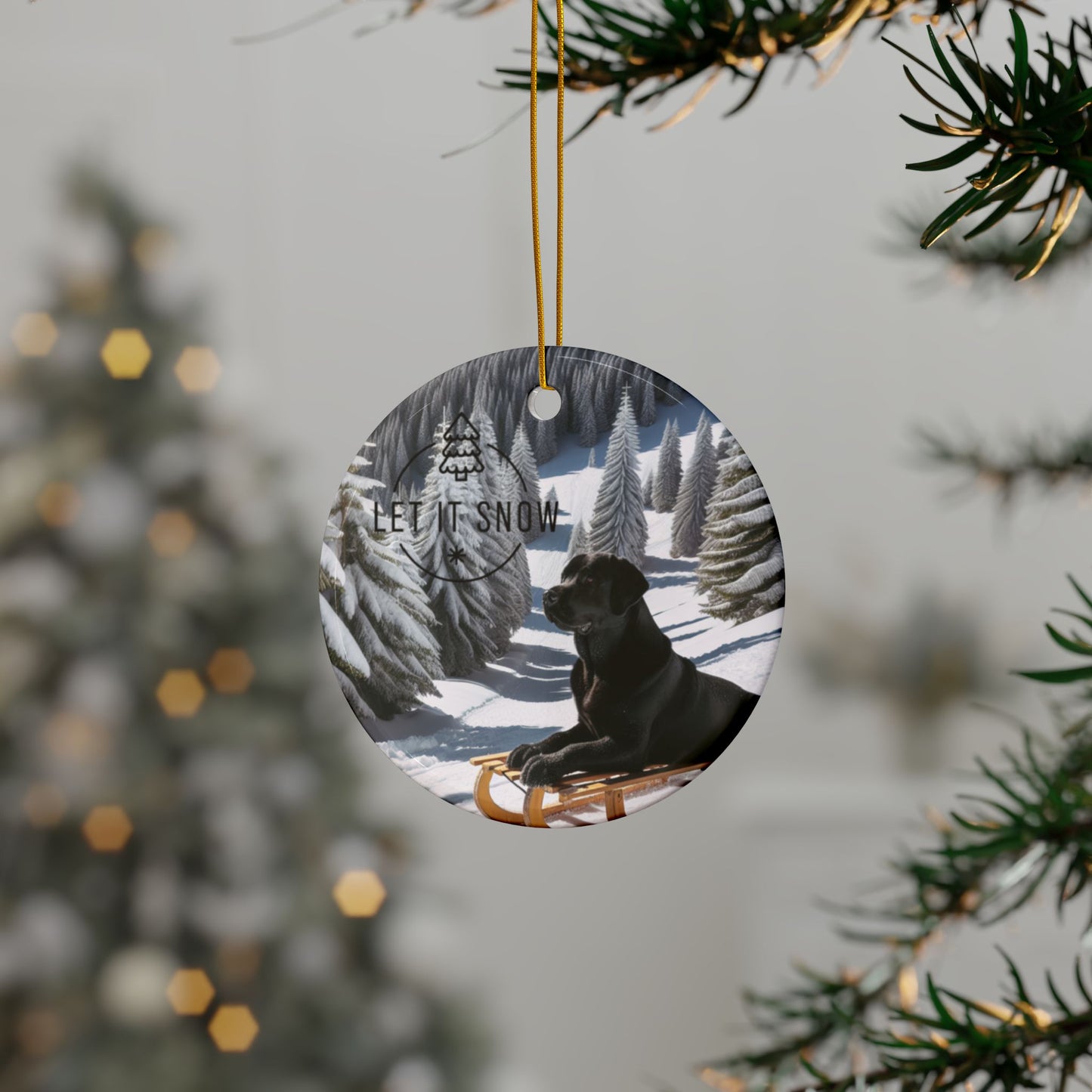Labrador Christmas, Ceramic Ornaments, 2-Side Print, (1pc, 3pcs, 5pcs, 10pcs)