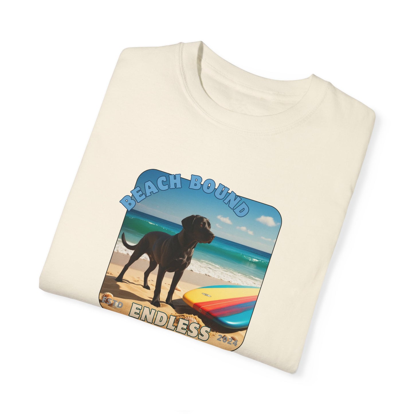 Beach Bound, Surfboard, Unisex Garment-Dyed T-shirt