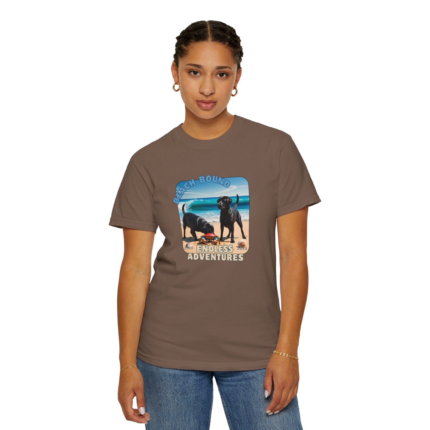 Beach Bound, two labs , Unisex Garment-Dyed T-shirt