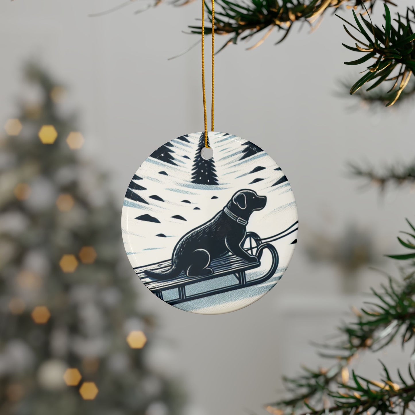 Labrador Christmas, Ceramic Ornaments, 2-Side Print, (1pc, 3pcs, 5pcs, 10pcs)