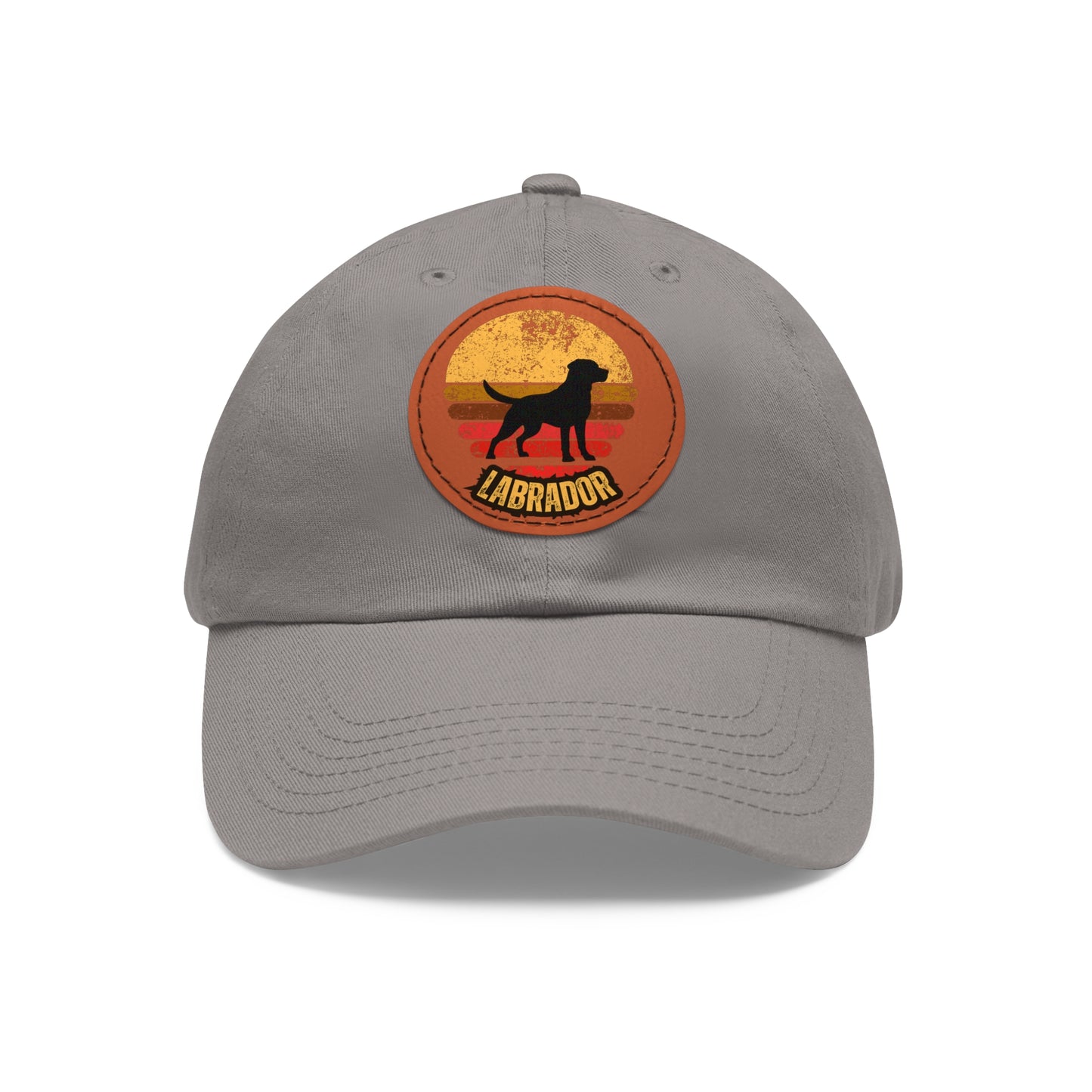 Labrador sunset, Dad Hat with Leather Patch (Round)