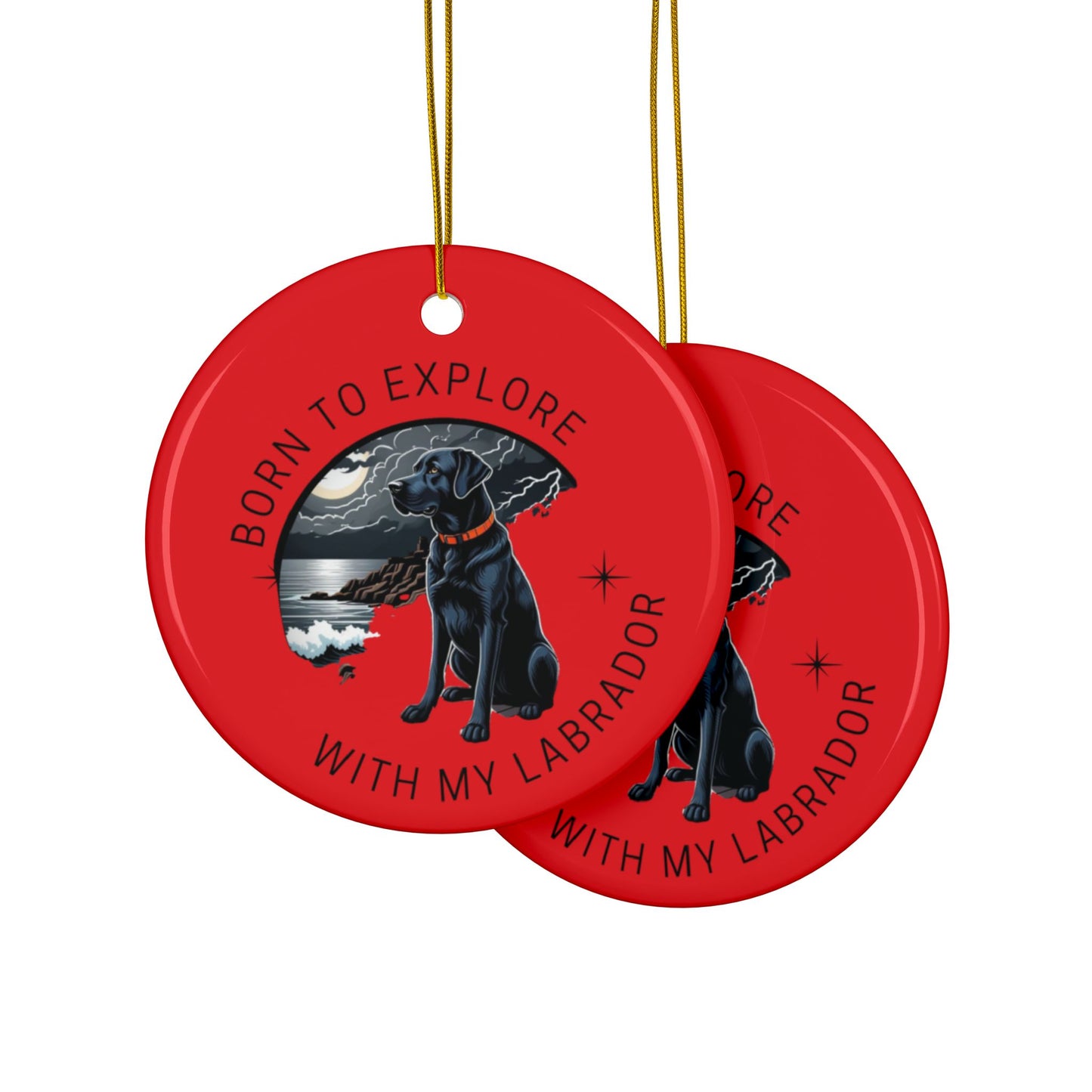 Labrador Christmas, Ceramic Ornaments, 2-Side Print, (1pc, 3pcs, 5pcs, 10pcs)