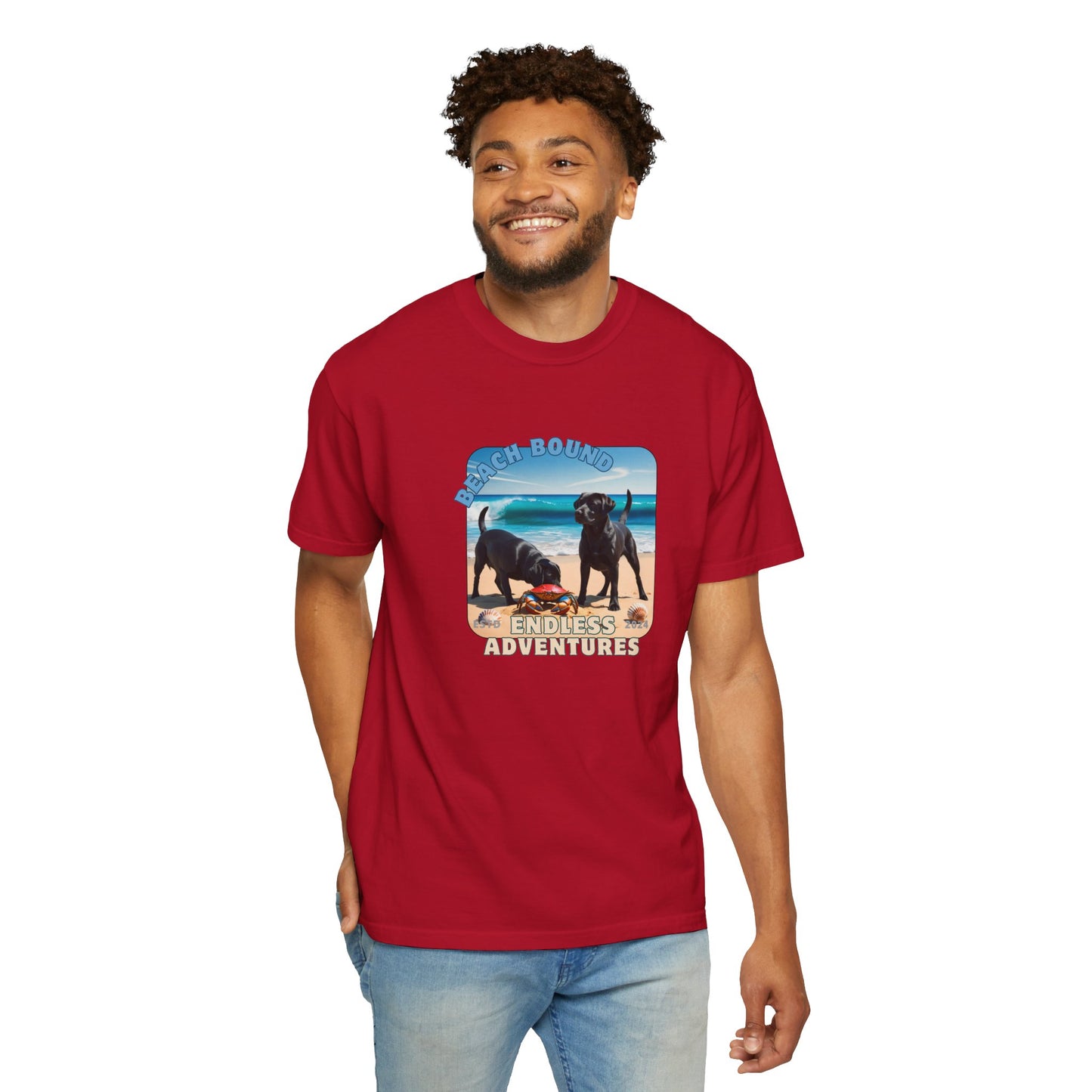 Beach Bound, two labs , Unisex Garment-Dyed T-shirt