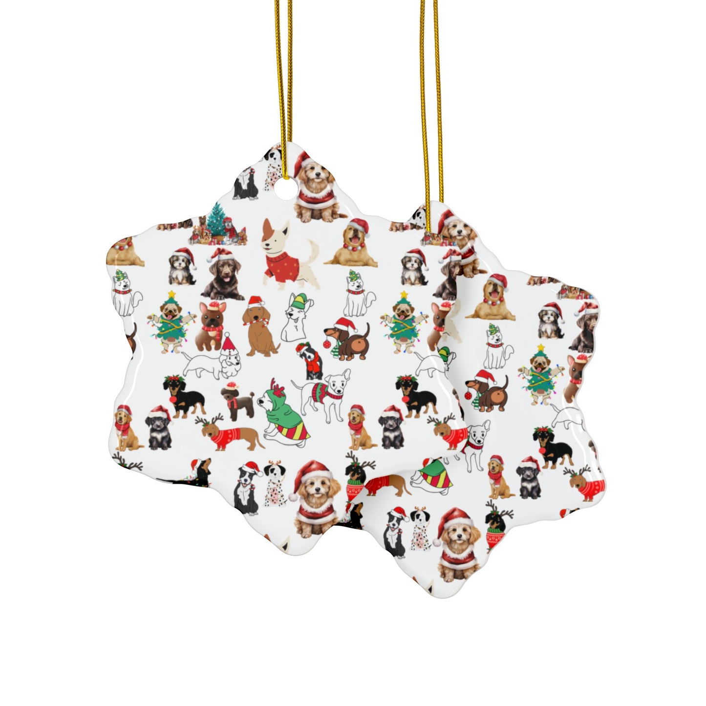 Labrador Christmas, Ceramic Ornaments, 2-Side Print, (1pc, 3pcs, 5pcs, 10pcs)