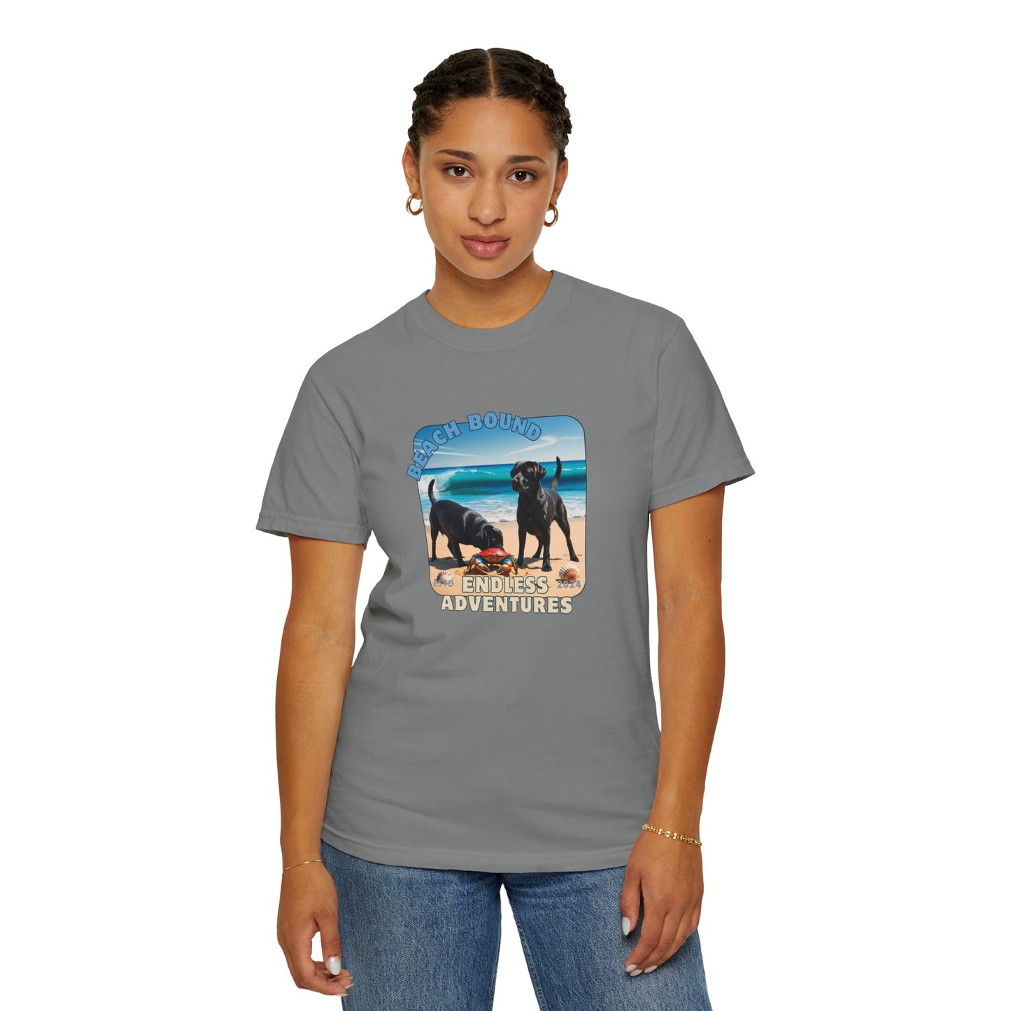 Beach Bound, two labs , Unisex Garment-Dyed T-shirt