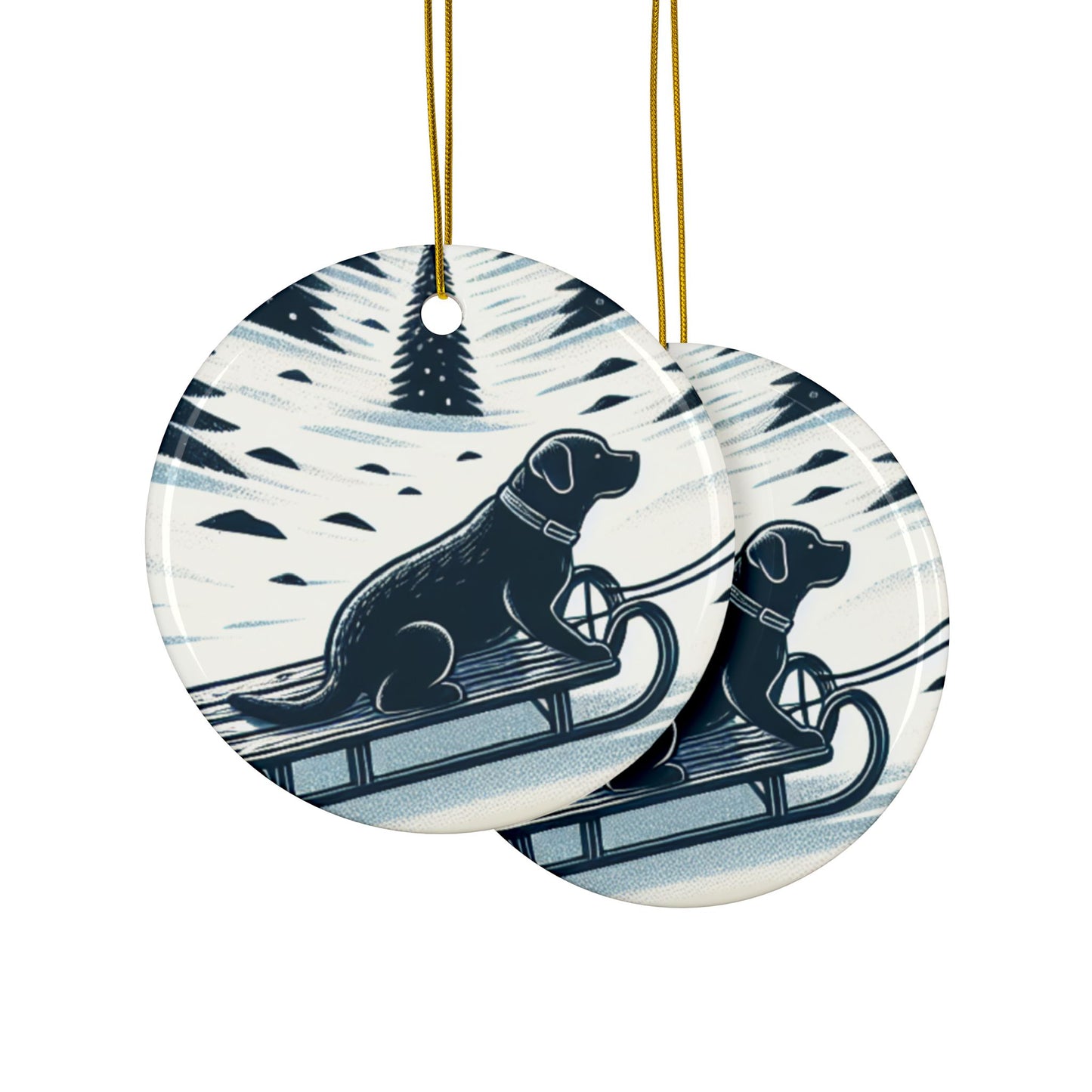 Labrador Christmas, Ceramic Ornaments, 2-Side Print, (1pc, 3pcs, 5pcs, 10pcs)