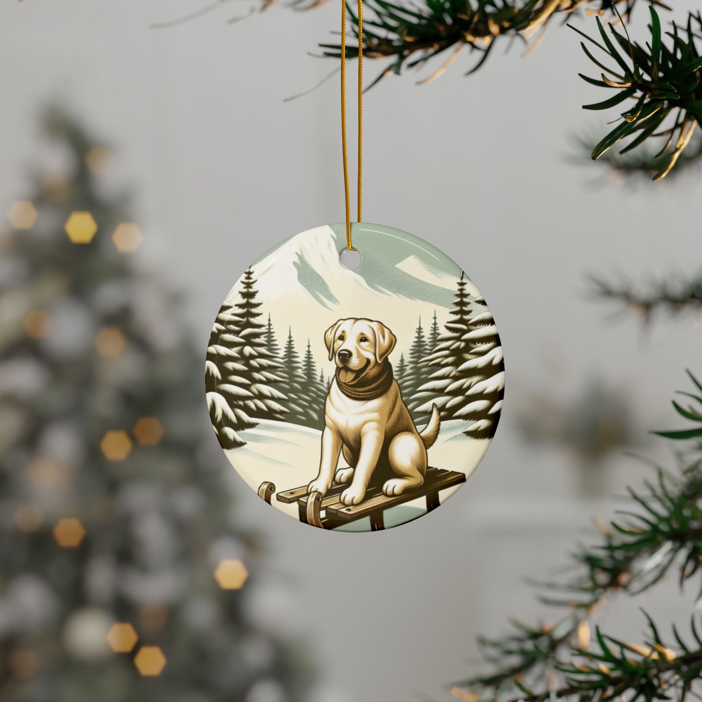 Labrador Christmas, Ceramic Ornaments, 2-Side Print, (1pc, 3pcs, 5pcs, 10pcs)
