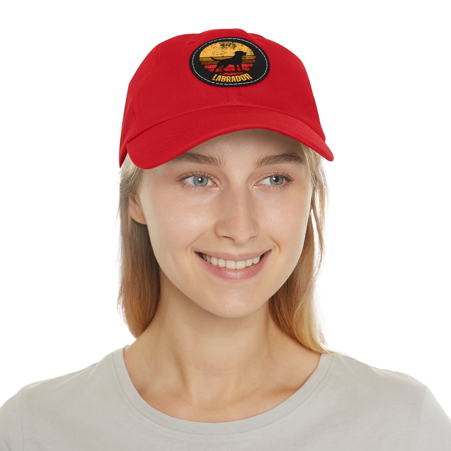 Labrador sunset, Dad Hat with Leather Patch (Round)