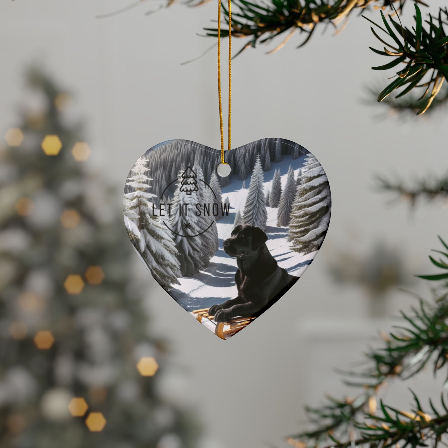 Labrador Christmas, Ceramic Ornaments, 2-Side Print, (1pc, 3pcs, 5pcs, 10pcs)