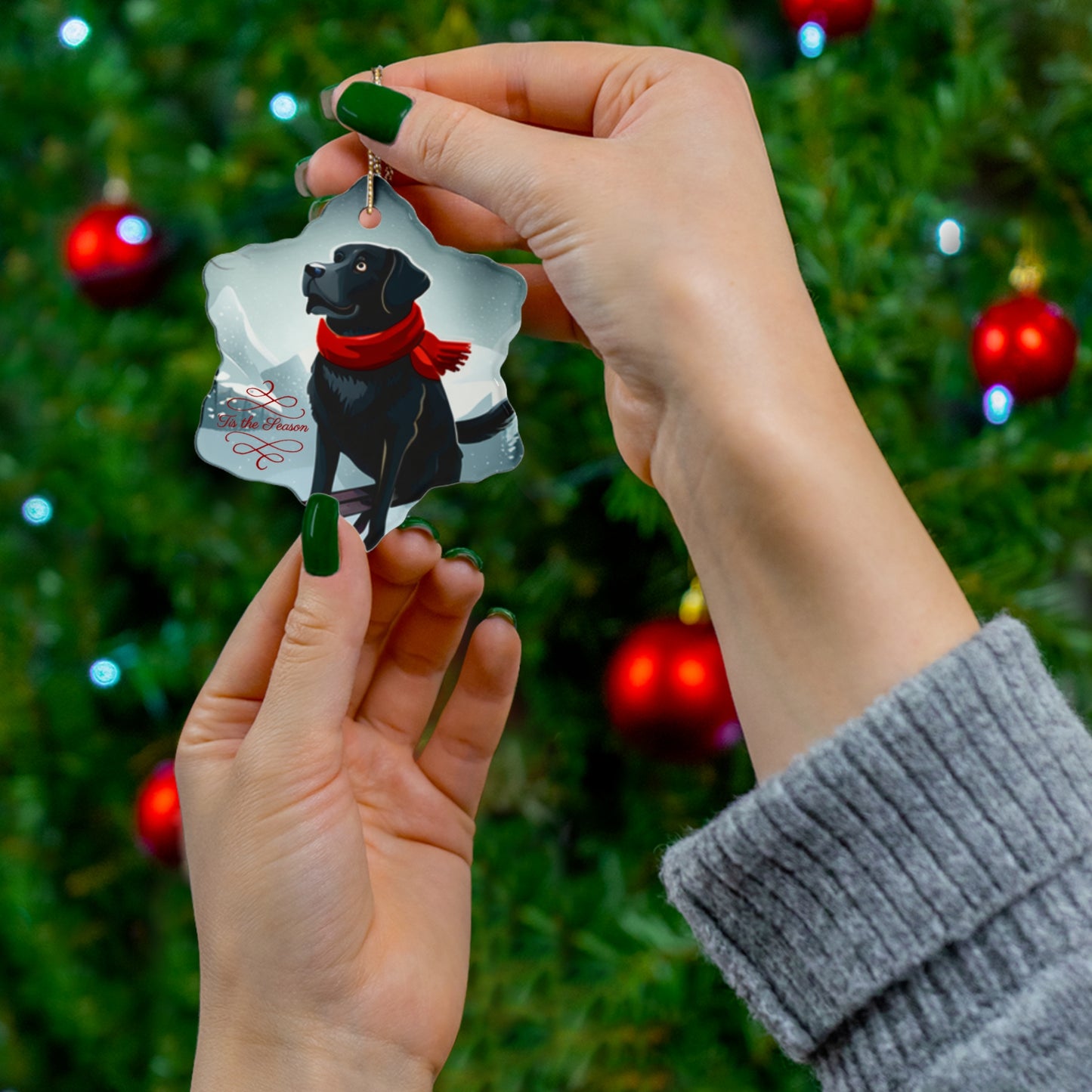 Black lab ornament, dog ornament, animal Christmas ornament, Labrador ornament,