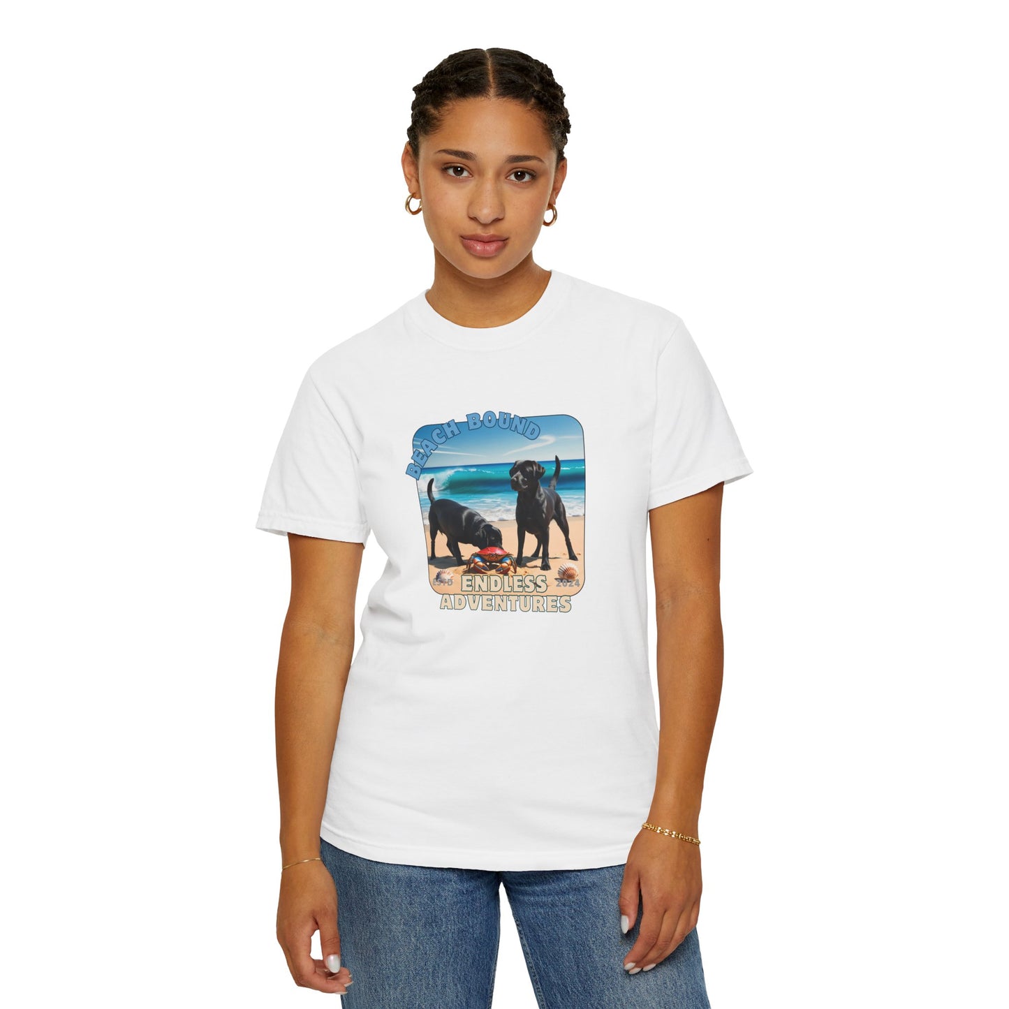Beach Bound, two labs , Unisex Garment-Dyed T-shirt