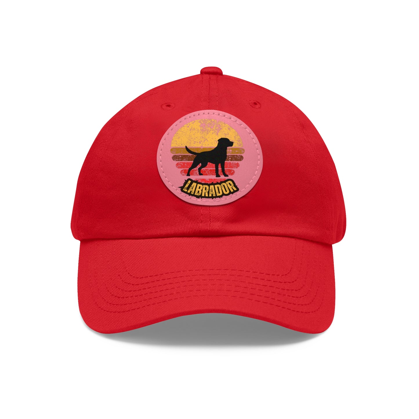 Labrador sunset, Dad Hat with Leather Patch (Round)