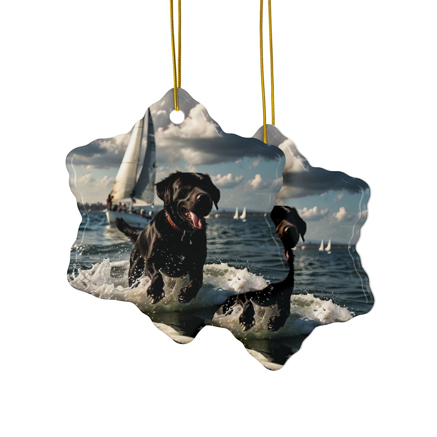 Labrador Christmas, Ceramic Ornaments, 2-Side Print, (1pc, 3pcs, 5pcs, 10pcs)