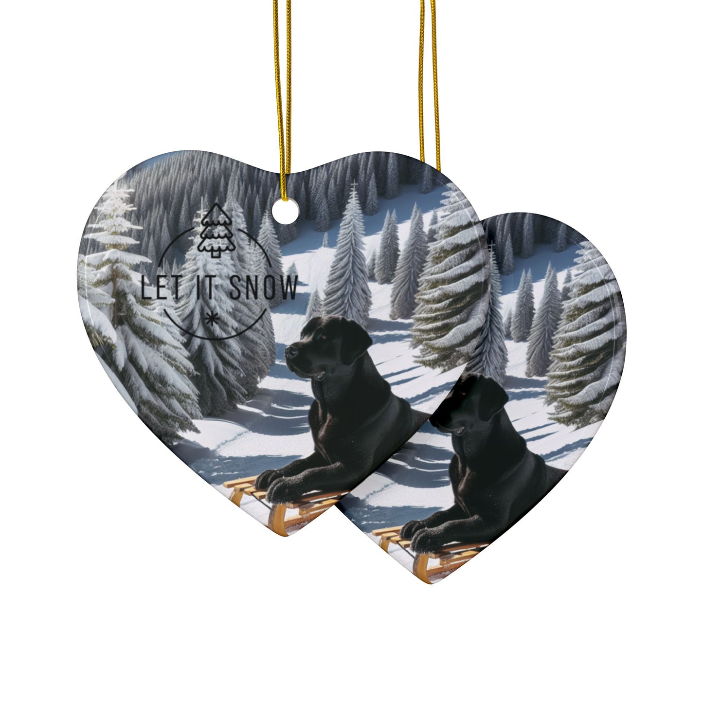 Labrador Christmas, Ceramic Ornaments, 2-Side Print, (1pc, 3pcs, 5pcs, 10pcs)