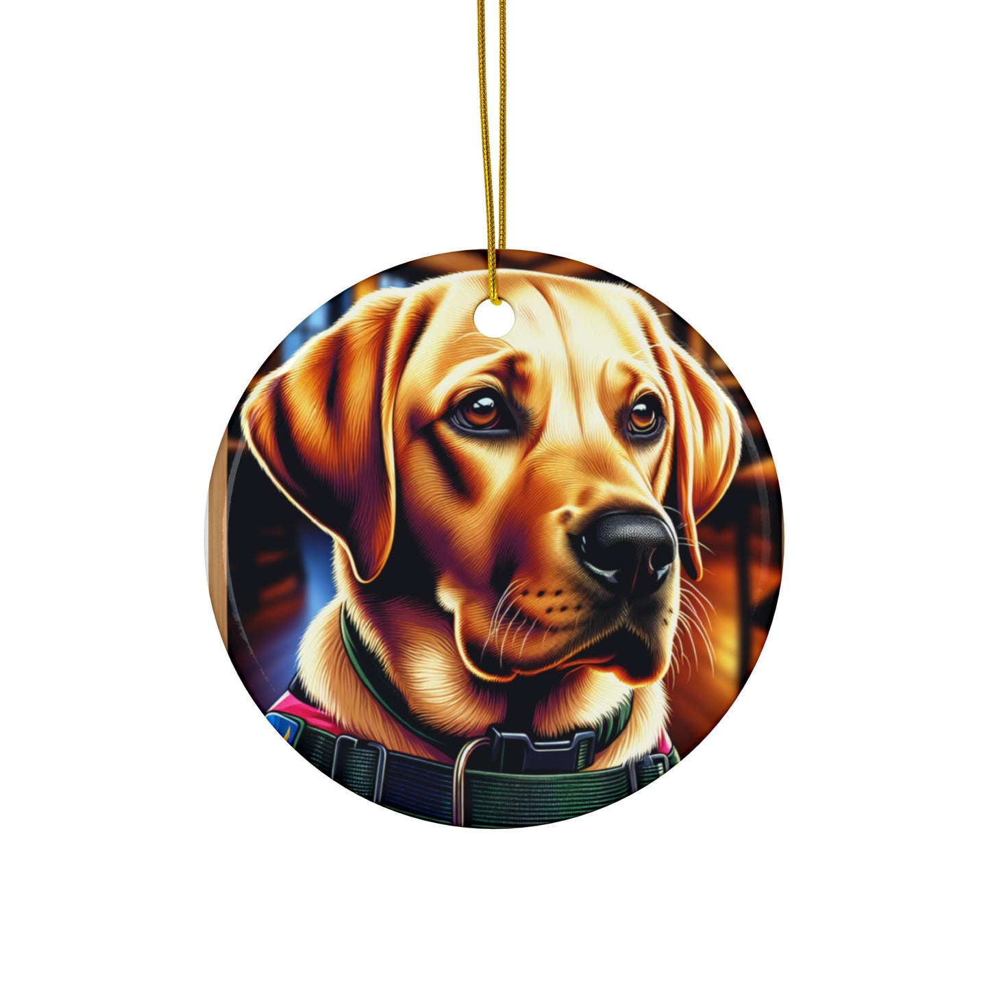 Labrador Christmas, Ceramic Ornaments, 2-Side Print, (1pc, 3pcs, 5pcs, 10pcs)