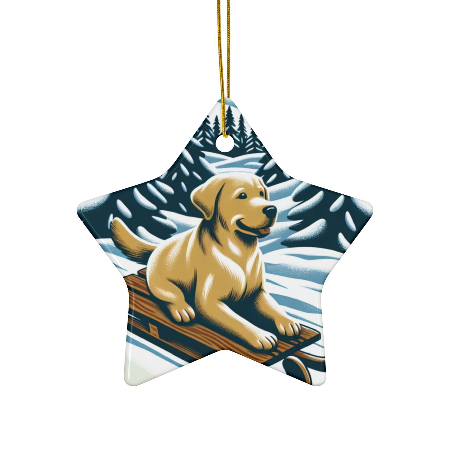 Labrador Christmas, Ceramic Ornaments, 2-Side Print, (1pc, 3pcs, 5pcs, 10pcs)