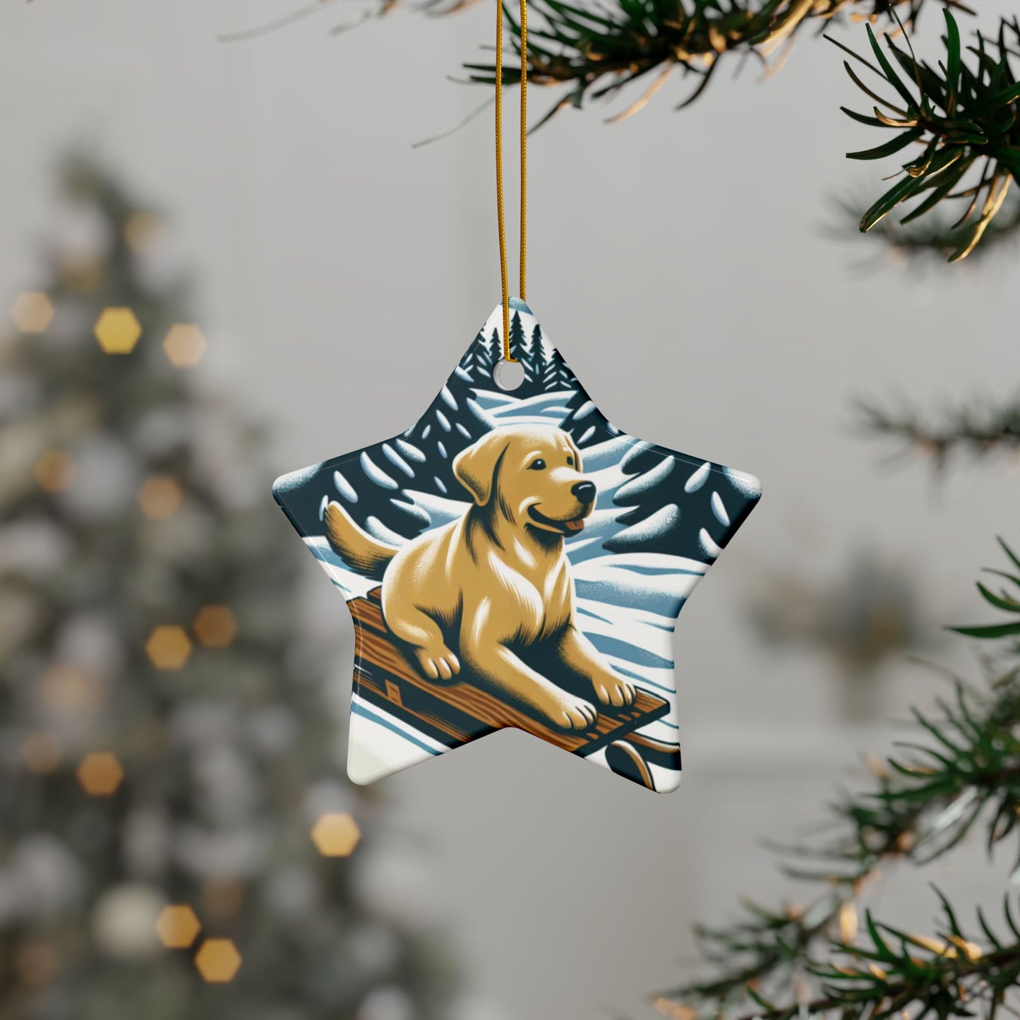 Labrador Christmas, Ceramic Ornaments, 2-Side Print, (1pc, 3pcs, 5pcs, 10pcs)