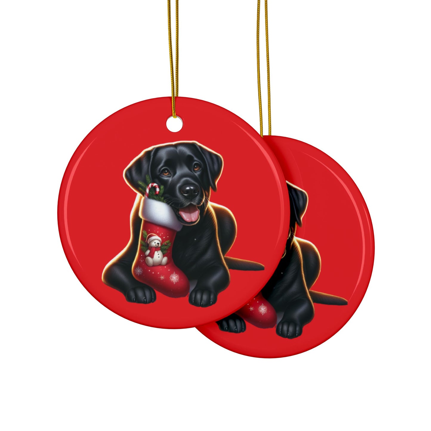 Labrador Christmas, Ceramic Ornaments, 2-Side Print, (1pc, 3pcs, 5pcs, 10pcs)