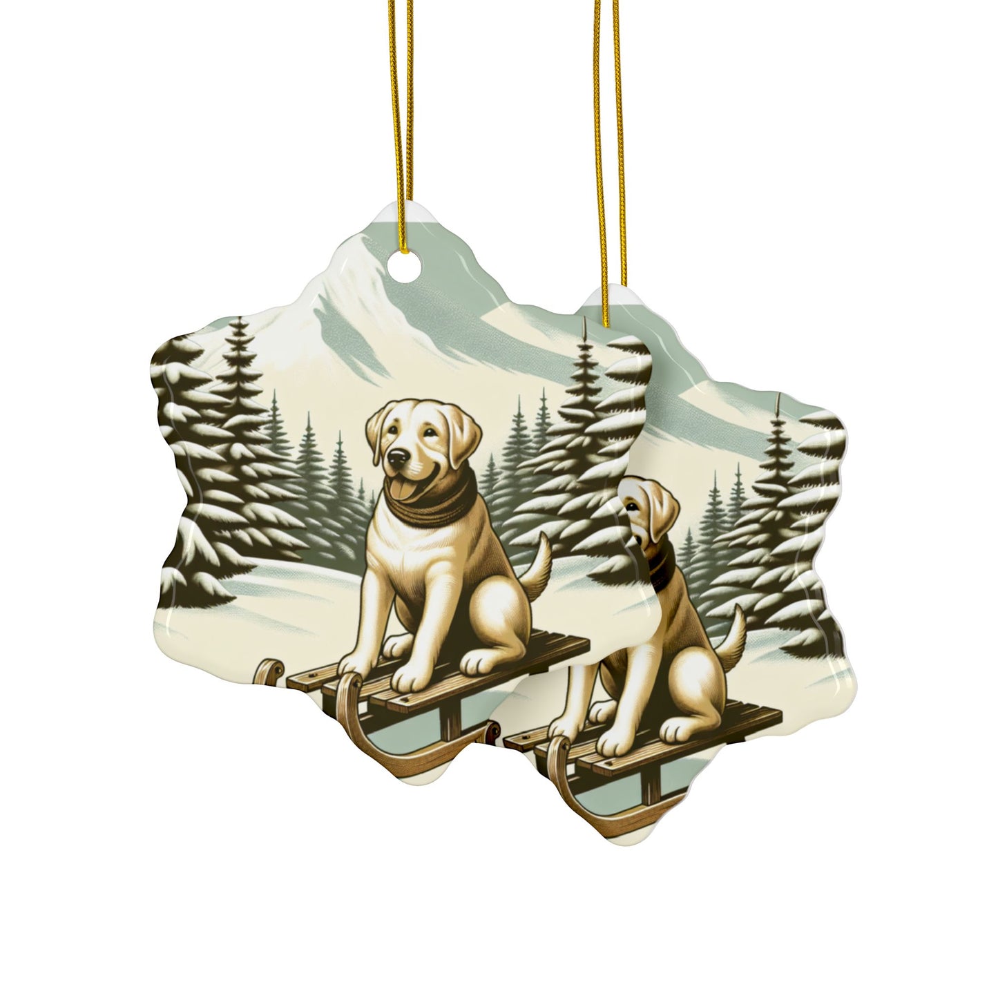 Labrador Christmas, Ceramic Ornaments, 2-Side Print, (1pc, 3pcs, 5pcs, 10pcs)