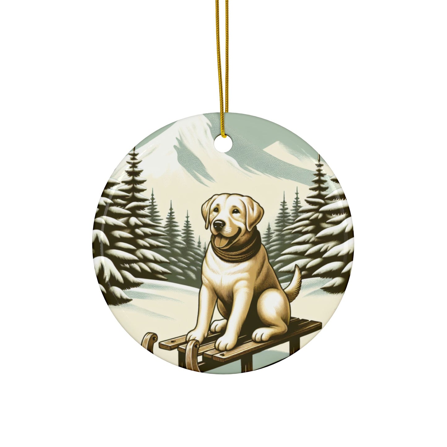 Labrador Christmas, Ceramic Ornaments, 2-Side Print, (1pc, 3pcs, 5pcs, 10pcs)