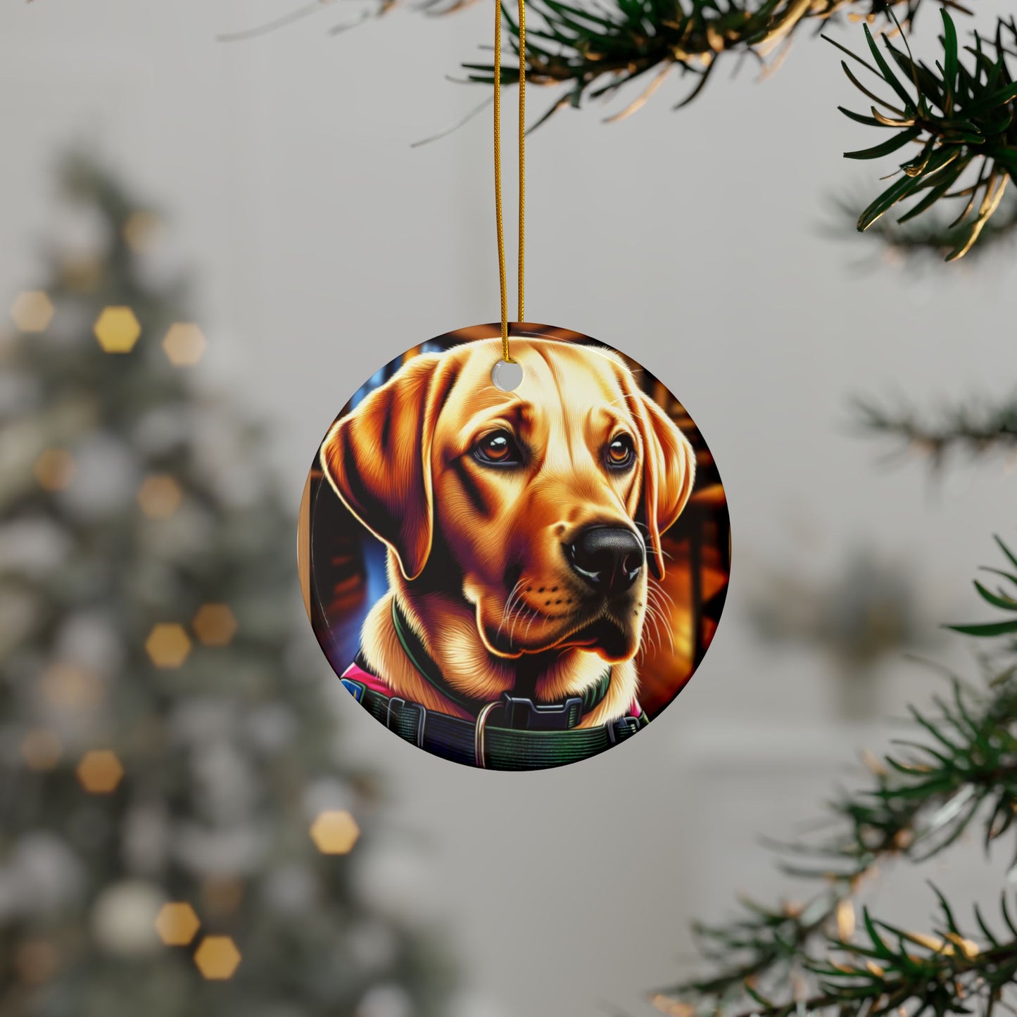 Labrador Christmas, Ceramic Ornaments, 2-Side Print, (1pc, 3pcs, 5pcs, 10pcs)